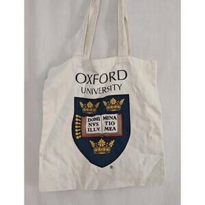 Vintage Oxford University Tote‎ Bag Canvas  Cream color Shopping Bag
